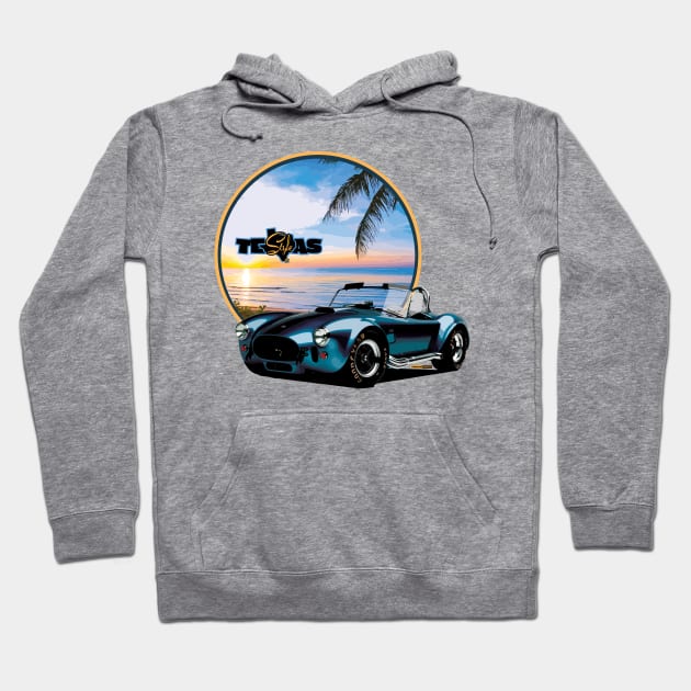 Texas Style Shelby Cobra on the beach Hoodie by CamcoGraphics